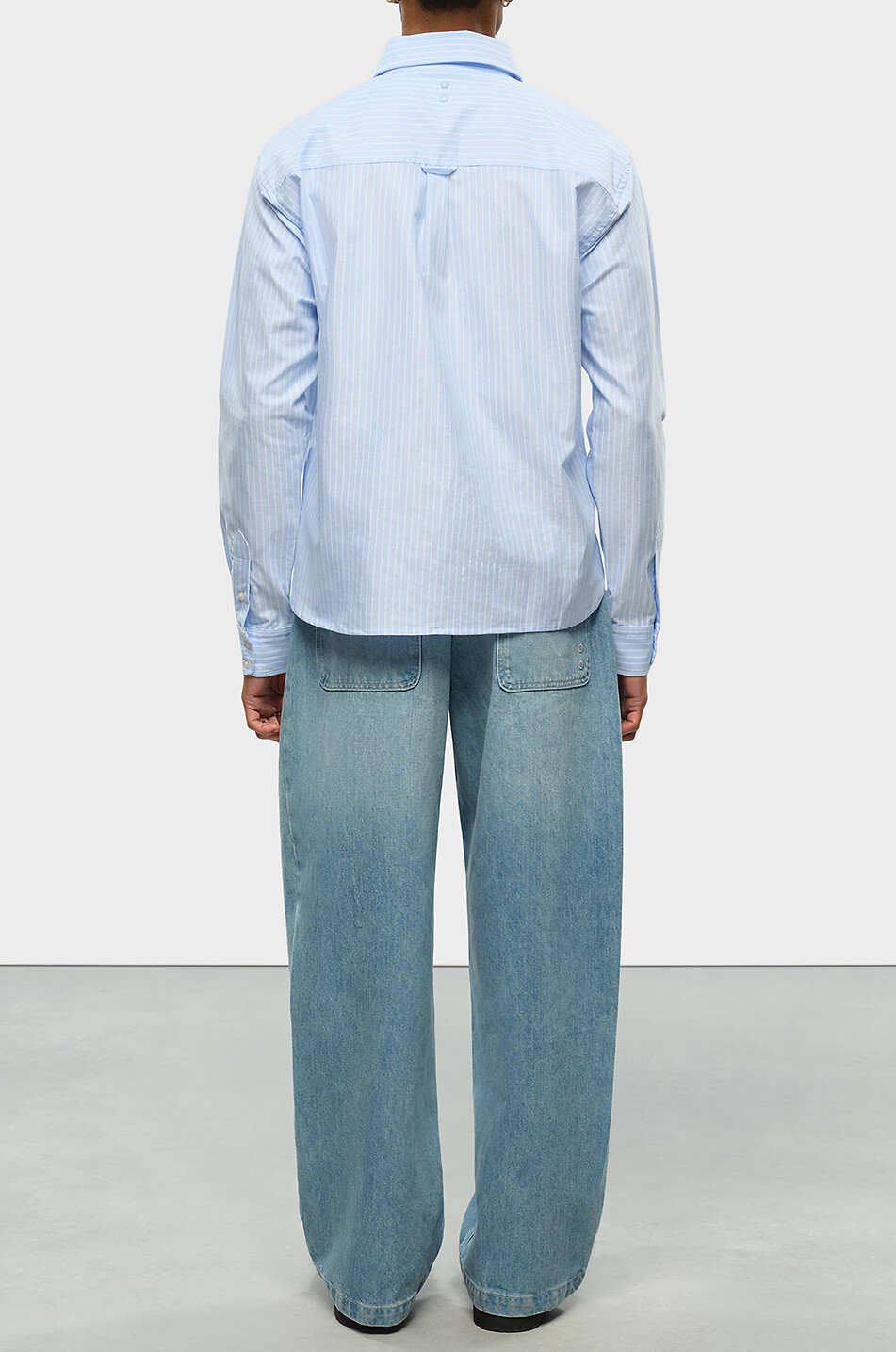 ABOUT:BLANK Gestreiftes Boxy-Baumwollhemd Oxford Script Herren BLAU 4