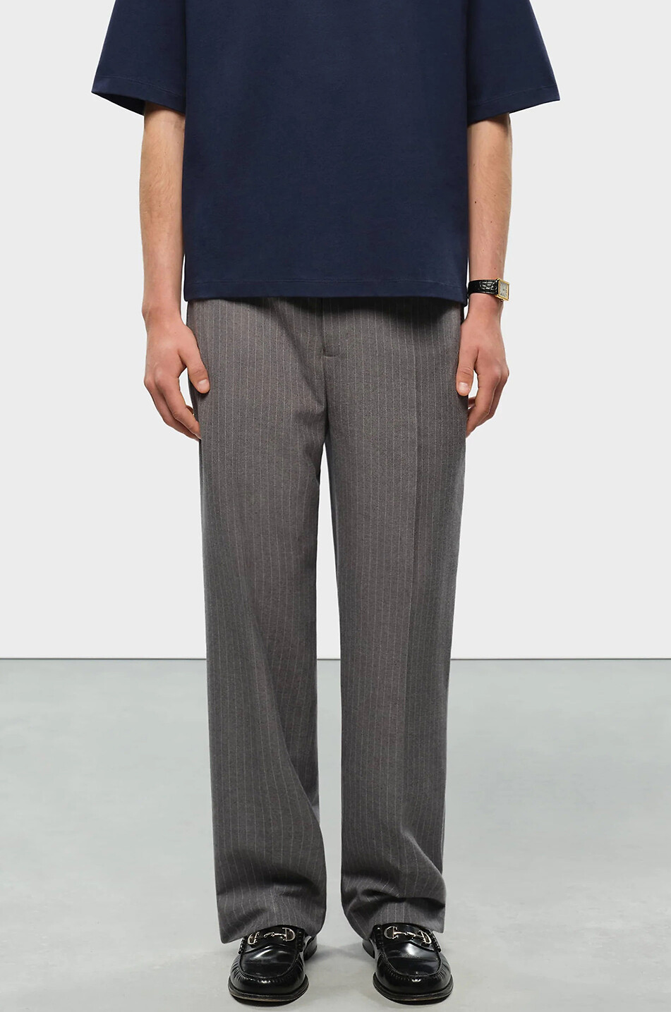 ABOUT:BLANK Pinstripe Everyday relaxed straight-fit twill trousers Men GREY 3