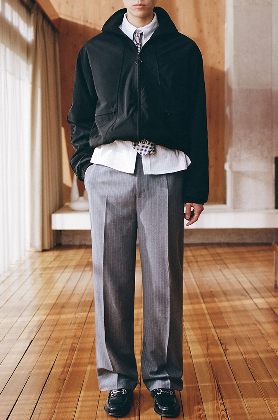 ABOUT:BLANK Pinstripe Everyday relaxed straight-fit twill trousers Men GREY 4