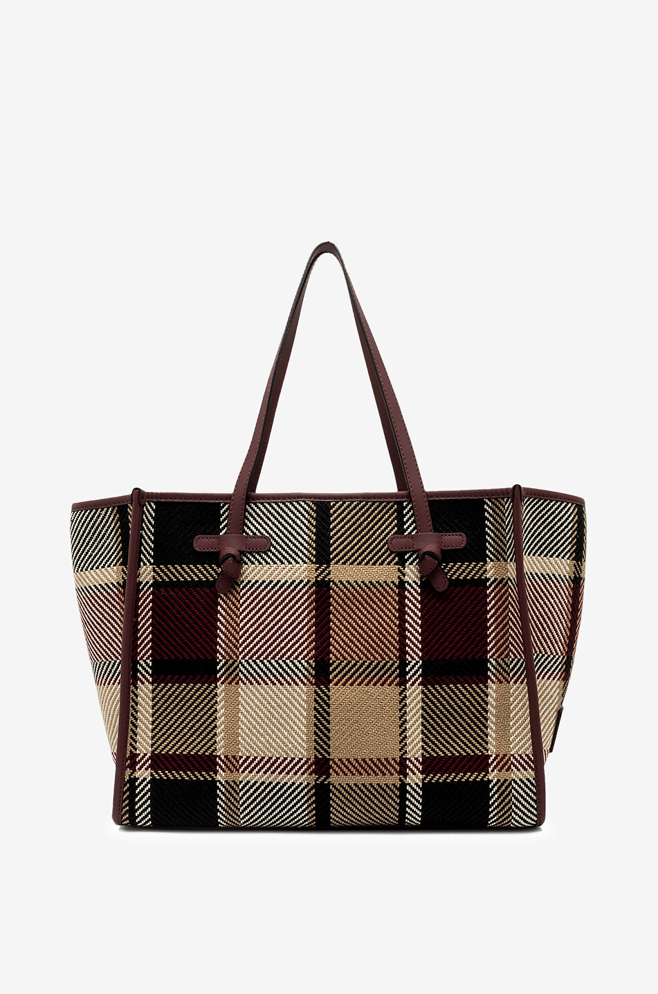 Marcella tartan fabric and leather tote bag