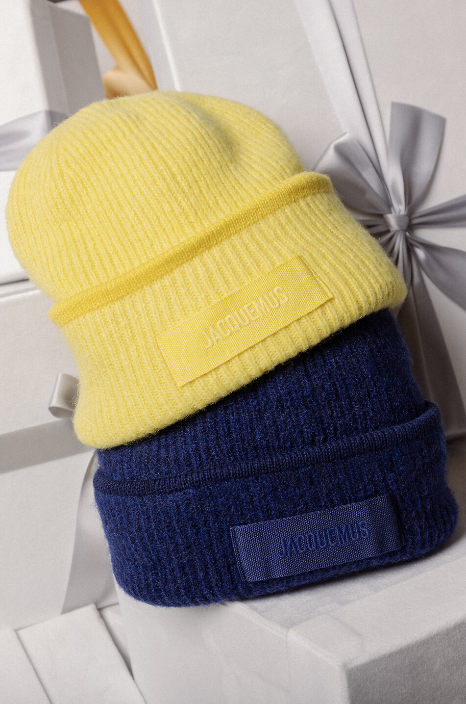 JACQUEMUS Bonnet côtelé en laine alpaga Le Bonnet Gros Grain Femme BLEU FONCE 4