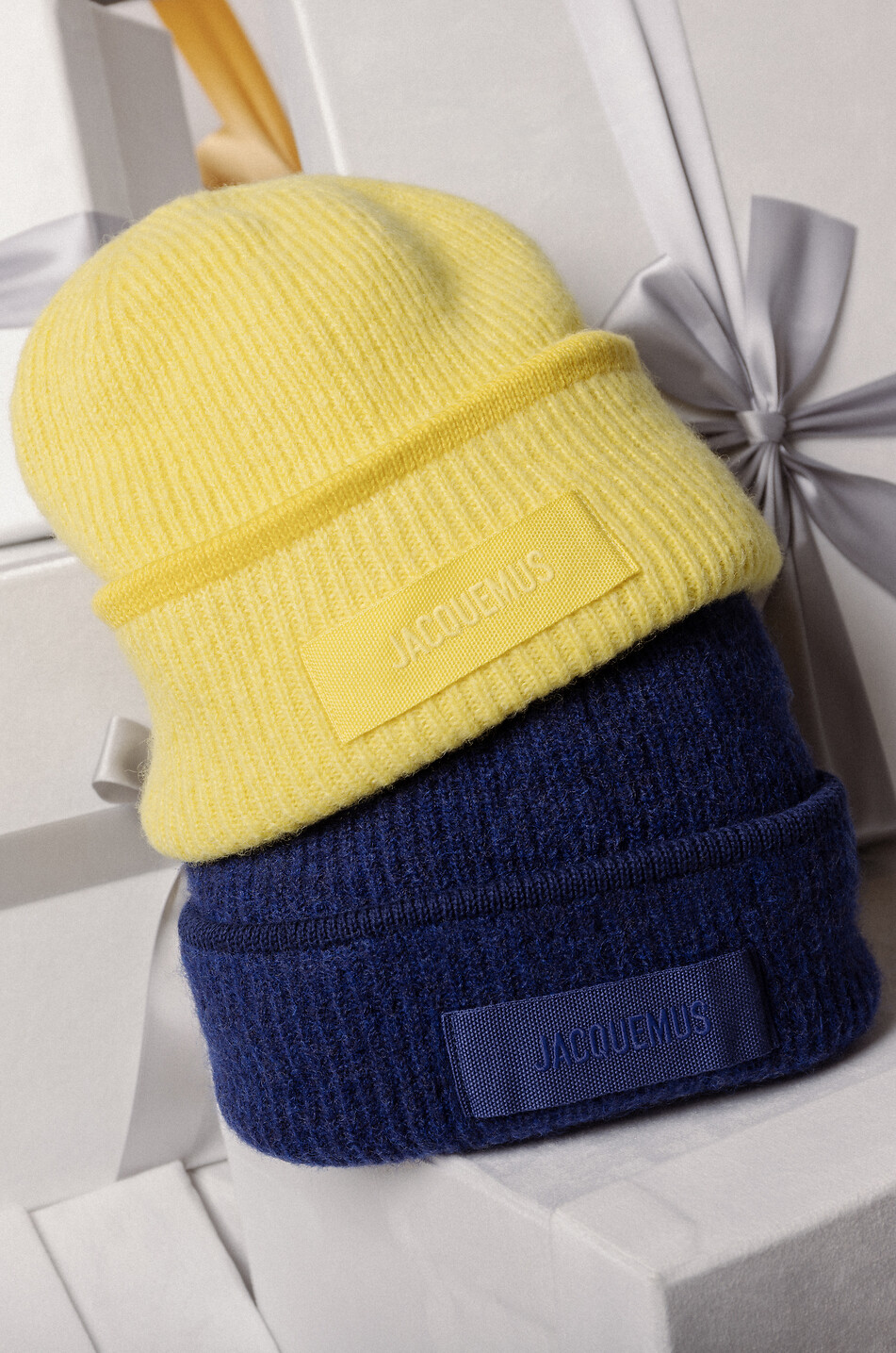 JACQUEMUS Rippstrickmütze aus Alpaka Le Bonnet Gros Grain Damen GELB 4