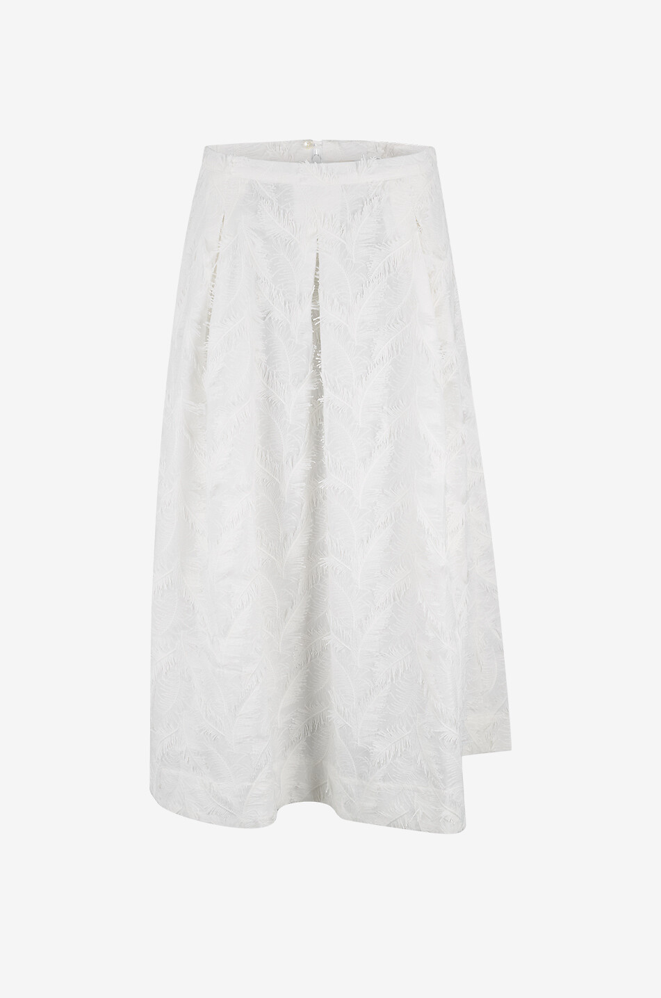 BALZAC PARIS Jupe midi évasée à broderies plume Manuela Femme BLANC 1