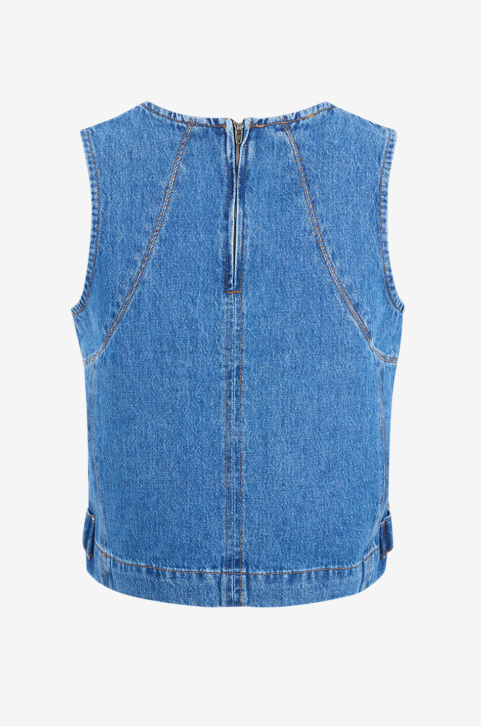 BALZAC PARIS Top boxy sans manches en denim Iza Femme BLEU 2