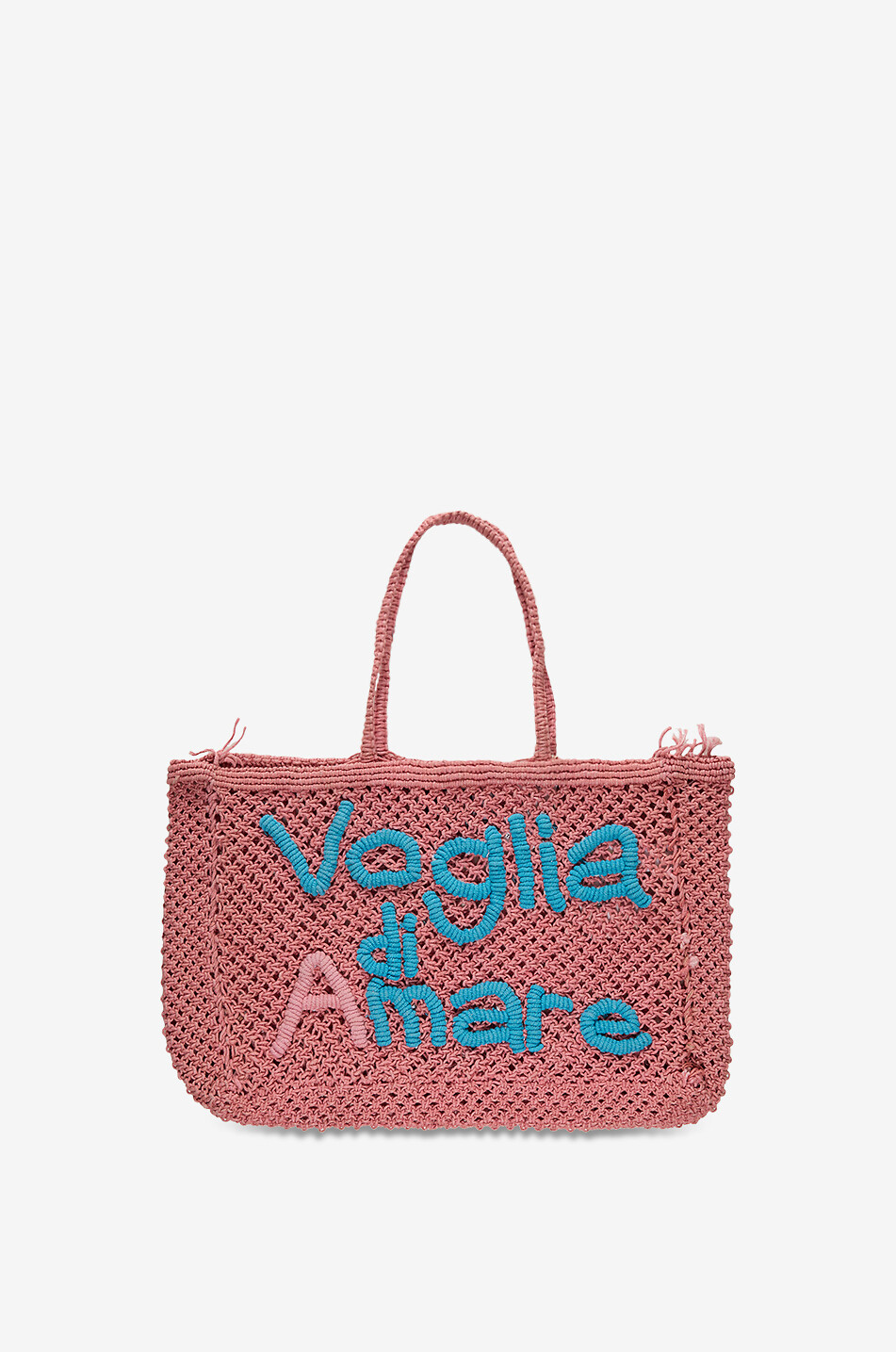 MC2 SAINT BARTH Vanity Linen embroidered macramé tote bag Women PINK 1