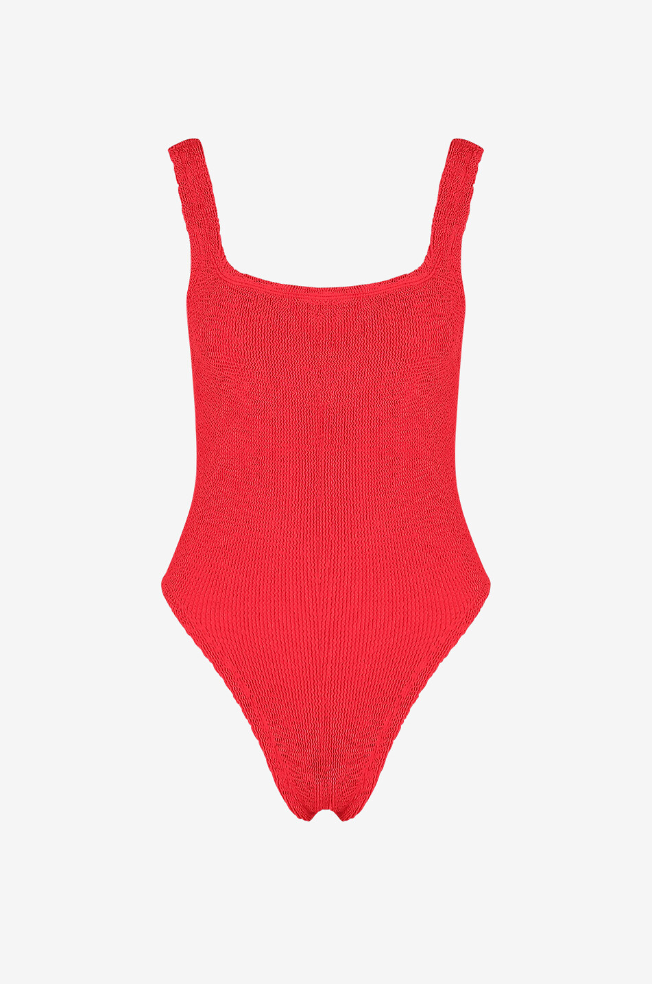 HUNZA G Square Neck Swim seersucker one piece swimsuit Women RED 2