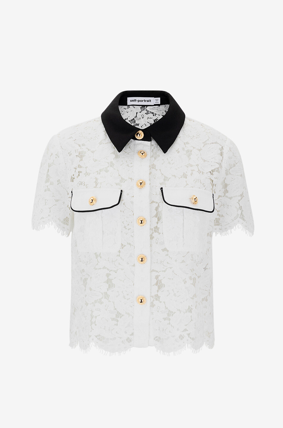 Cropped lace shirt with contrasting collar