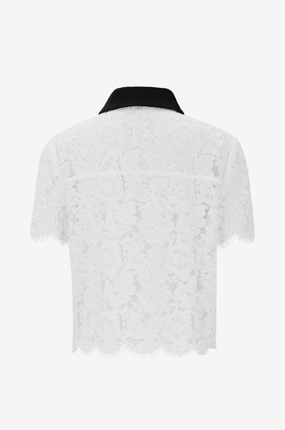 SELF PORTRAIT Cropped lace shirt with contrasting collar Women WHITE 2
