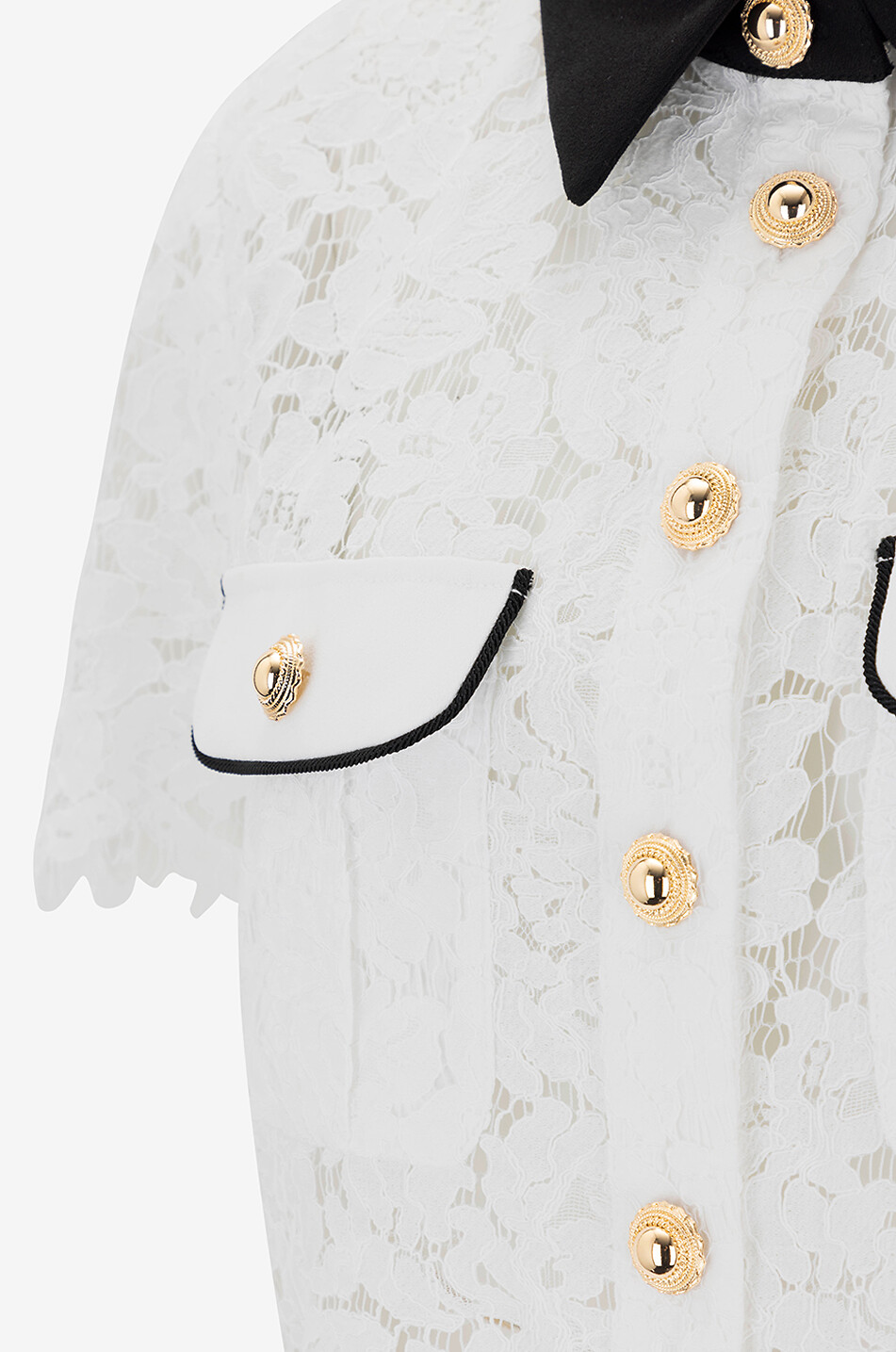 SELF PORTRAIT Cropped lace shirt with contrasting collar Women WHITE 3