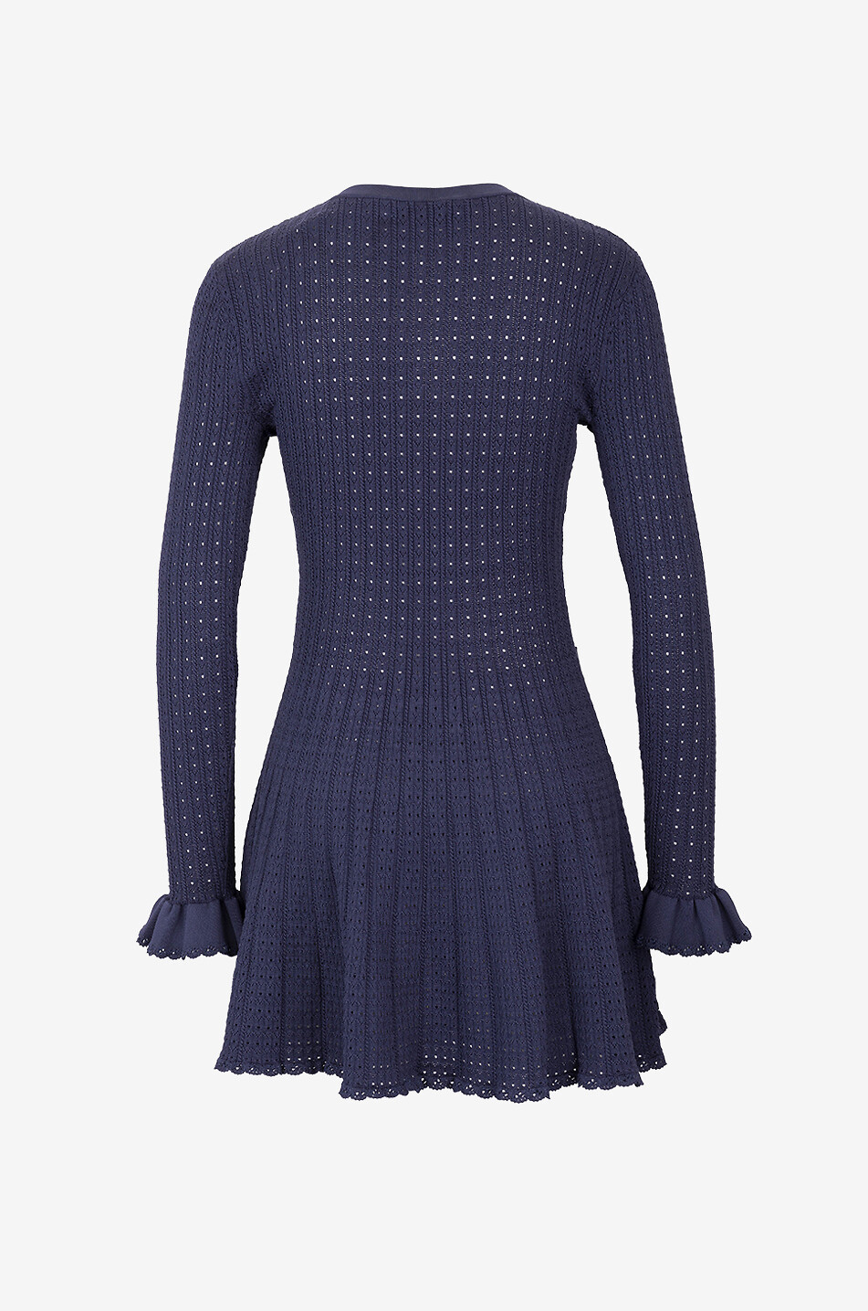 SELF PORTRAIT Mini pointelle knit dress with crochet brooch Women DARK BLUE 2