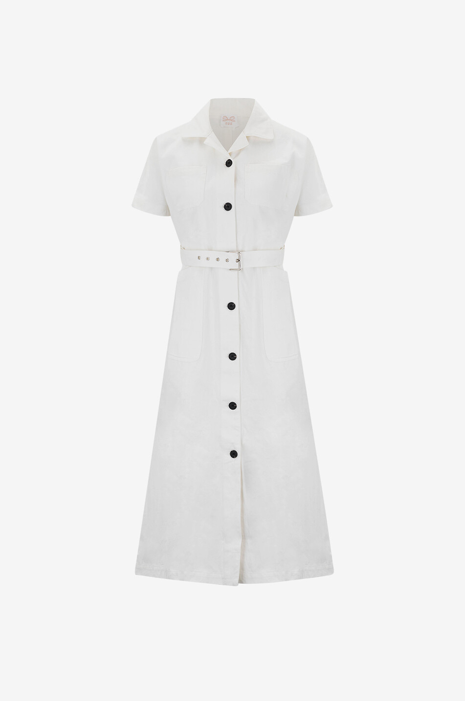 Emily short-sleeved gabardine midi shirt dress