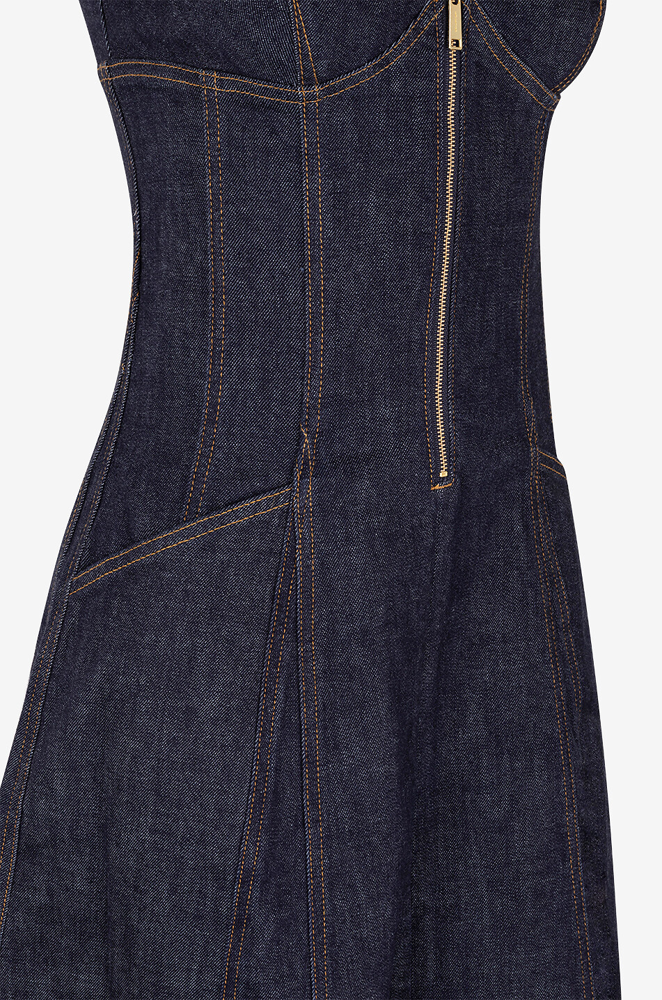 SELF PORTRAIT Indigo denim sleeveless midi dress Women DARK BLUE 3