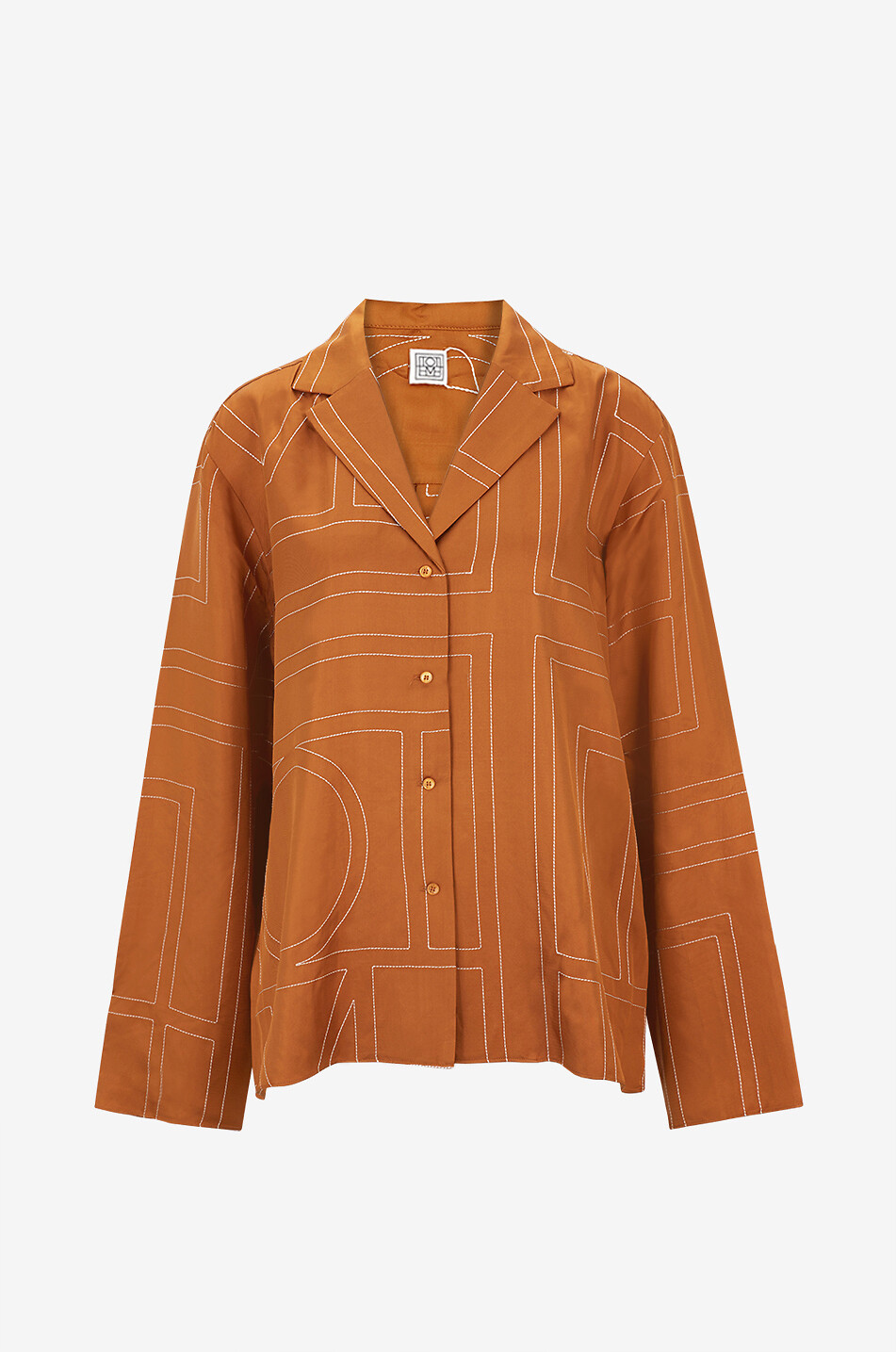 TOTEME Monogram PJ embroidered relaxed silk shirt Women ORANGE 1
