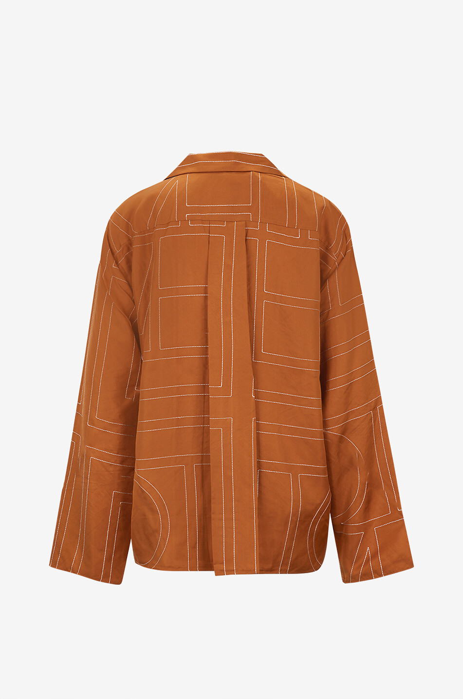TOTEME Monogram PJ embroidered relaxed silk shirt Women ORANGE 2