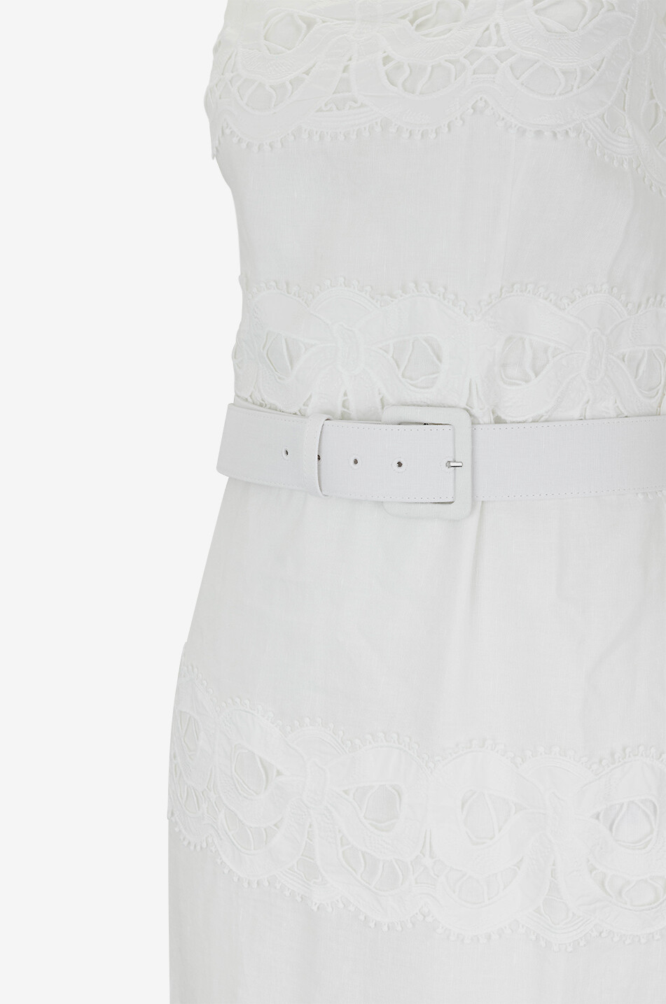 SELF PORTRAIT Mermaid sundress in linen and lace Women WHITE 3
