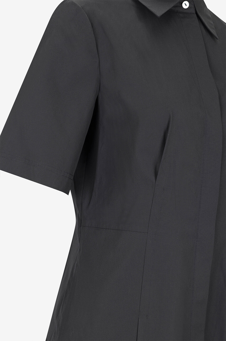 VINCE Cotton short-sleeved midi shirt dress Women BLACK 7