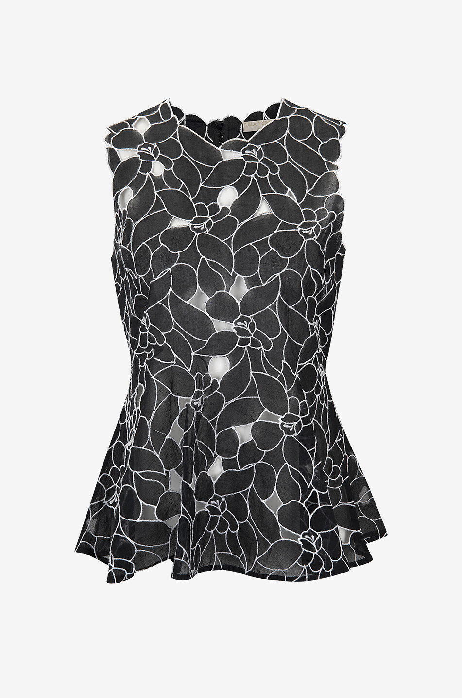 ULLA JOHNSON Ali openwork embroidered organza top Women BLACK 1