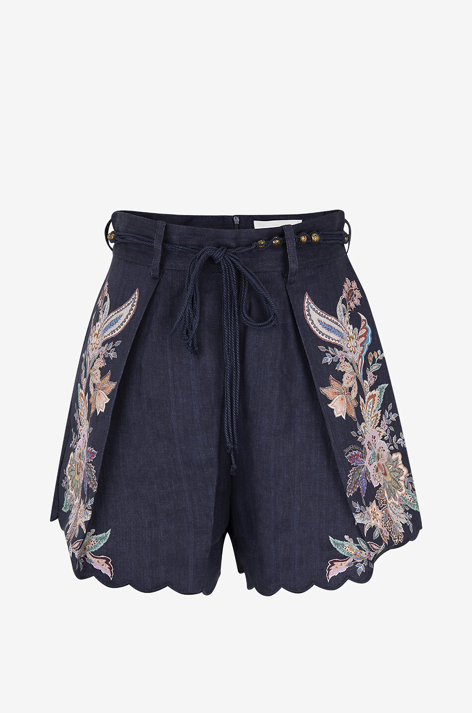ZIMMERMANN Short à pinces en lin imprimé Paisley Rhiannon Femme BLEU FONCE 1