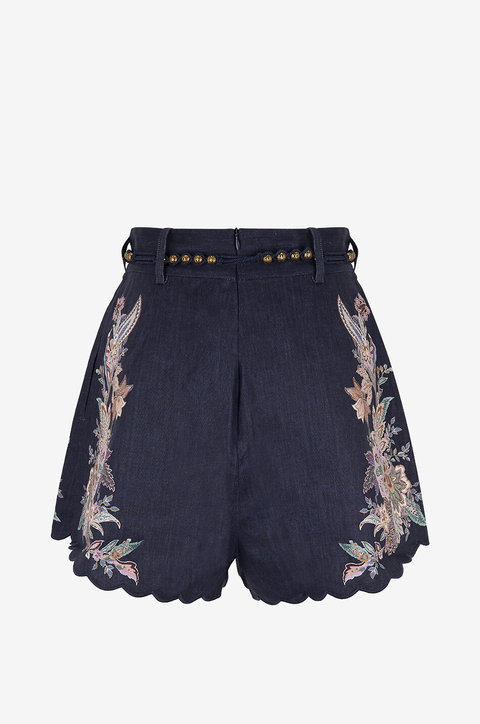 ZIMMERMANN Short à pinces en lin imprimé Paisley Rhiannon Femme BLEU FONCE 2