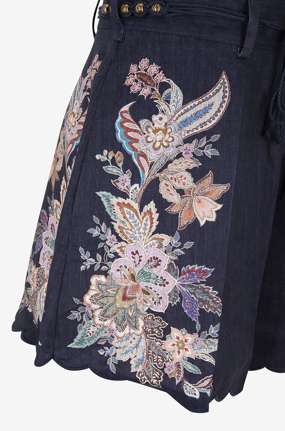 ZIMMERMANN Short à pinces en lin imprimé Paisley Rhiannon Femme BLEU FONCE 3