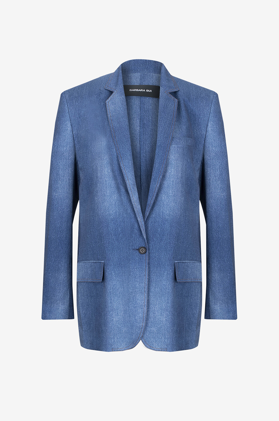 BARBARA BUI Boyfriend denim effect crepe blazer Women BLUE 1