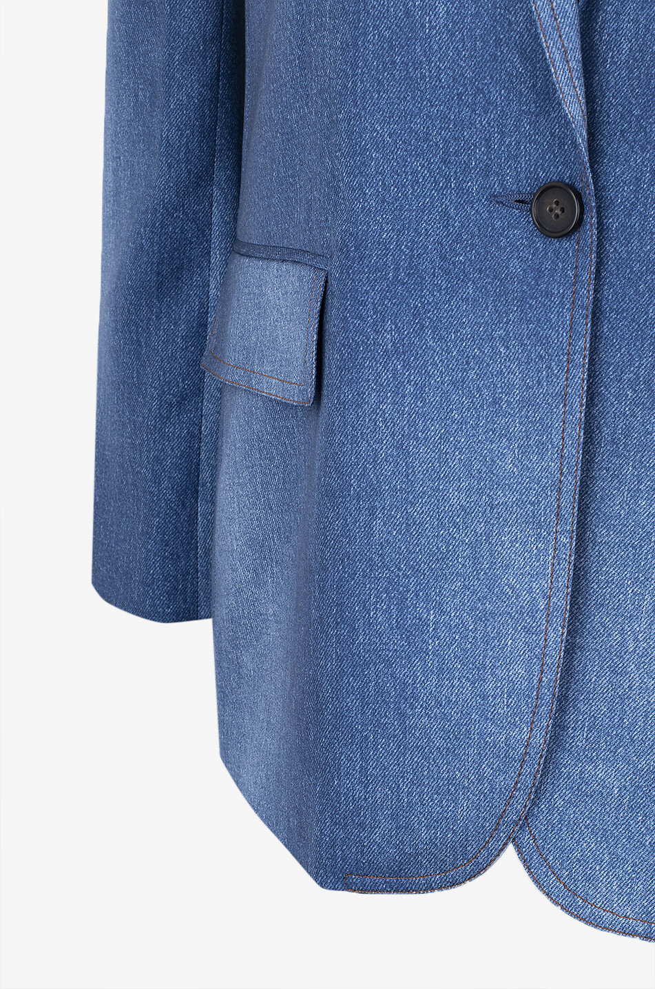 BARBARA BUI Boyfriend denim effect crepe blazer Women BLUE 3