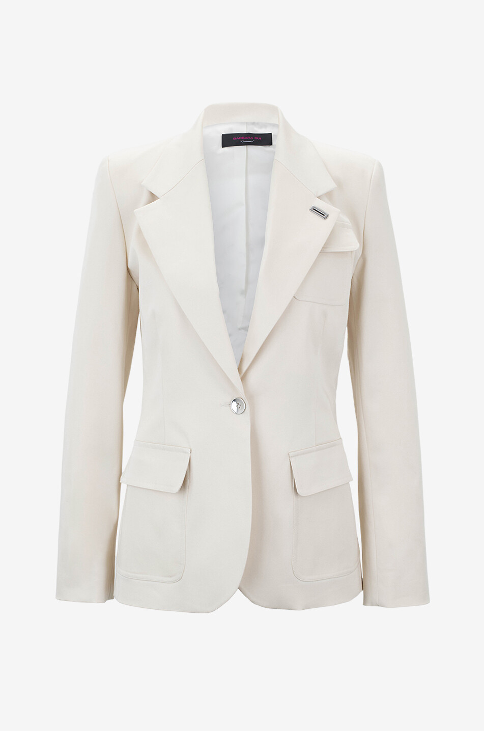 Einreihiger Gabardine-Blazer Veste 3 Poches Sable
