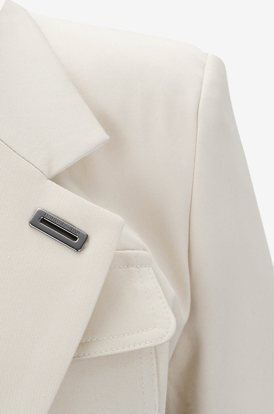 BARBARA BUI Einreihiger Gabardine-Blazer Veste 3 Poches Sable Damen Hellbeige 3