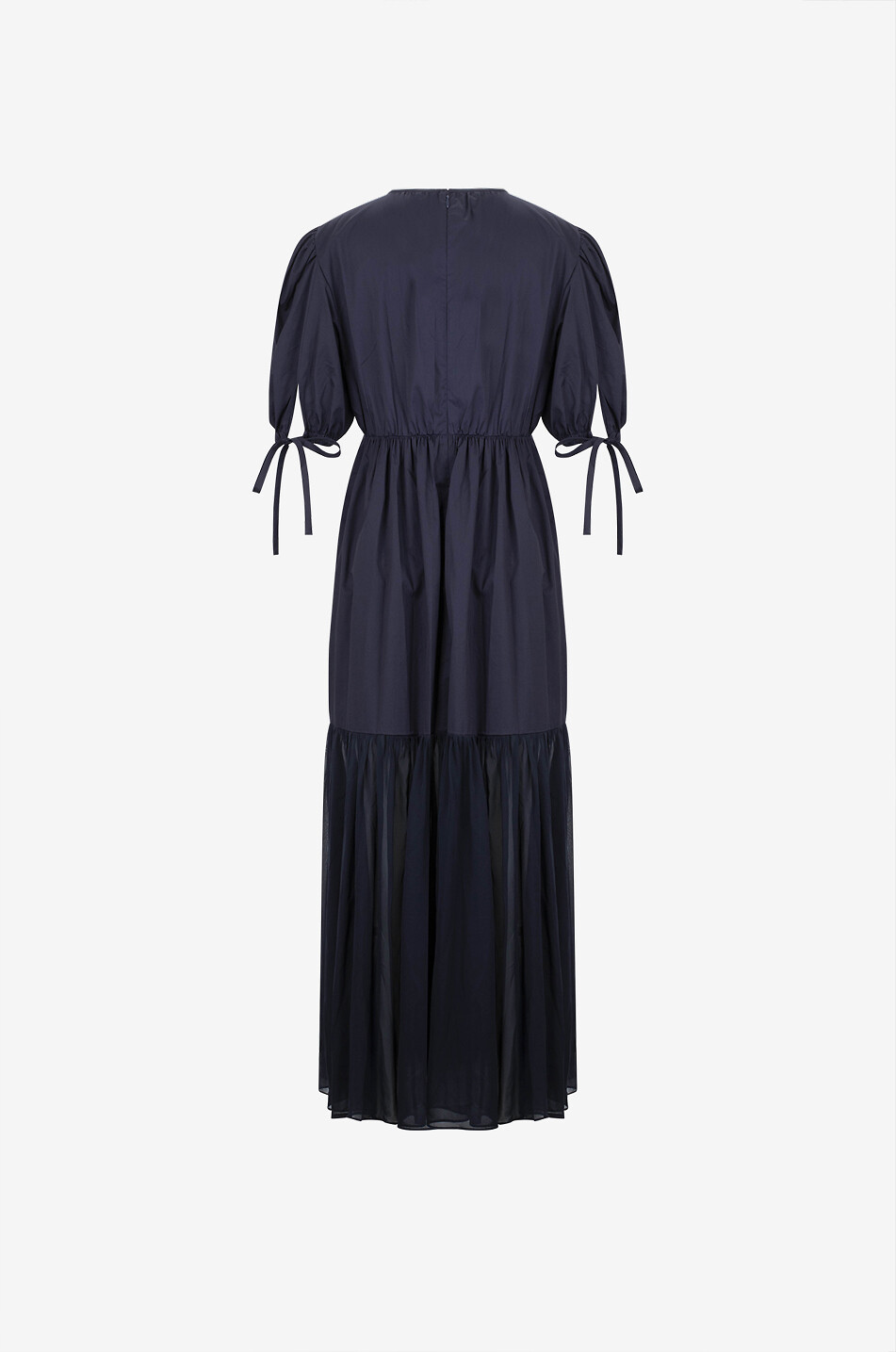 ULLA JOHNSON Collage long poplin and chiffon flared dress Women DARK BLUE 2