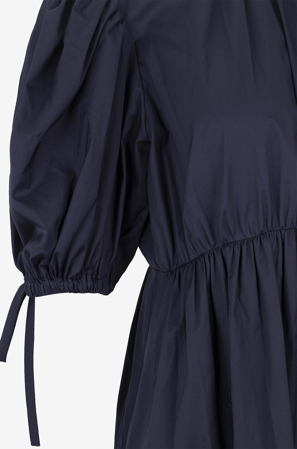 ULLA JOHNSON Collage long poplin and chiffon flared dress Women DARK BLUE 3