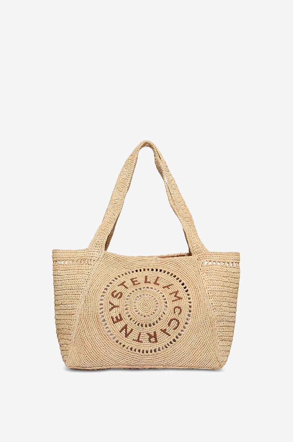 STELLA McCARTNEY Sac cabas crocheté en raphia Stella Logo Medium Femme BEIGE 1