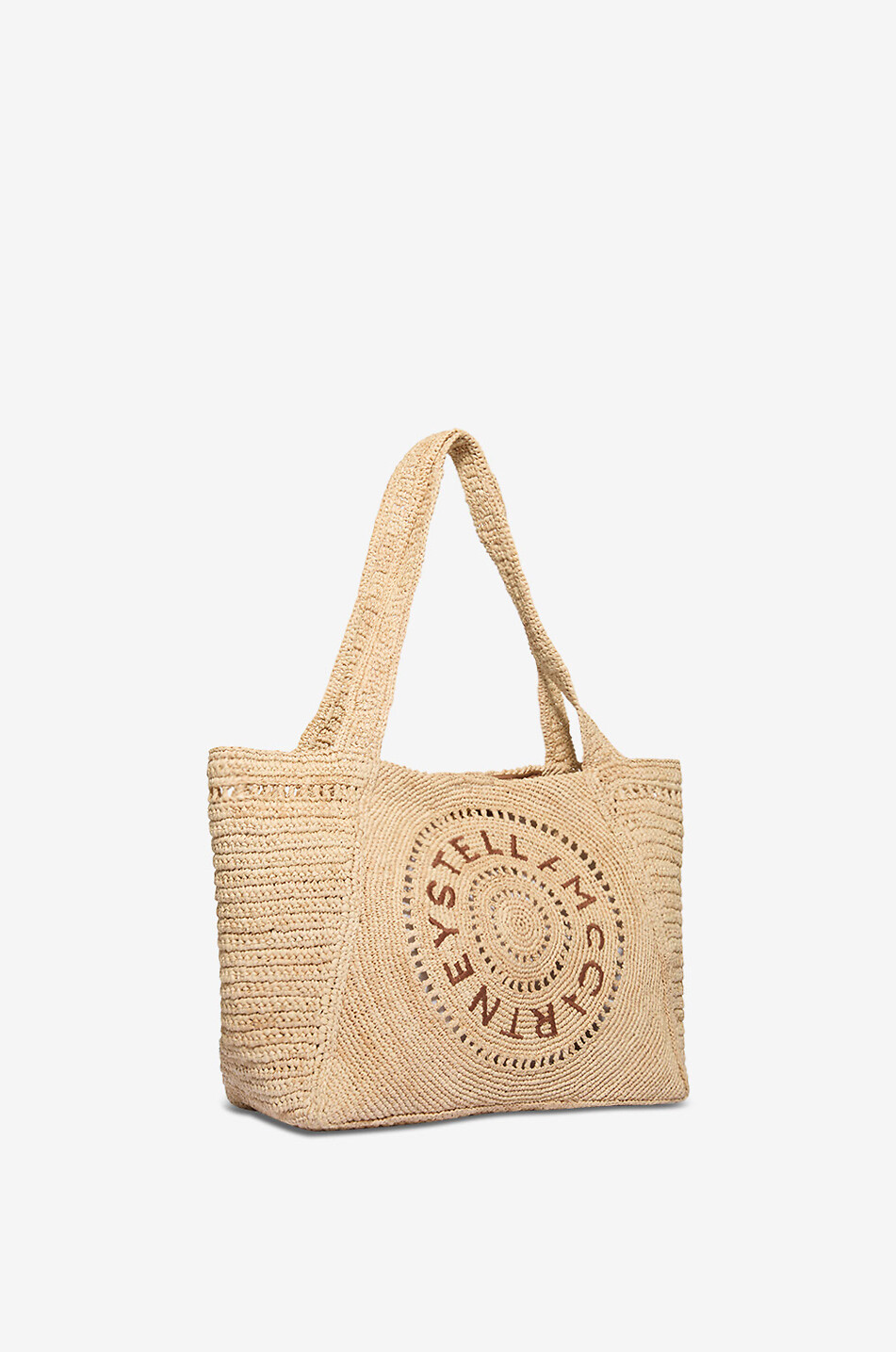 STELLA McCARTNEY Sac cabas crocheté en raphia Stella Logo Medium Femme BEIGE 2