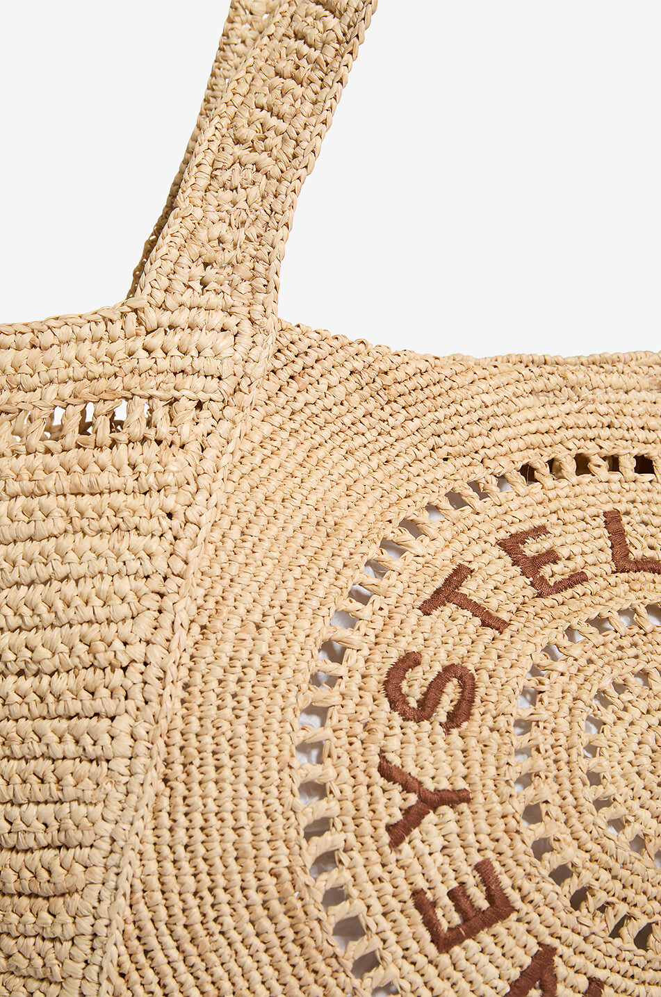 STELLA McCARTNEY Sac cabas crocheté en raphia Stella Logo Medium Femme BEIGE 5