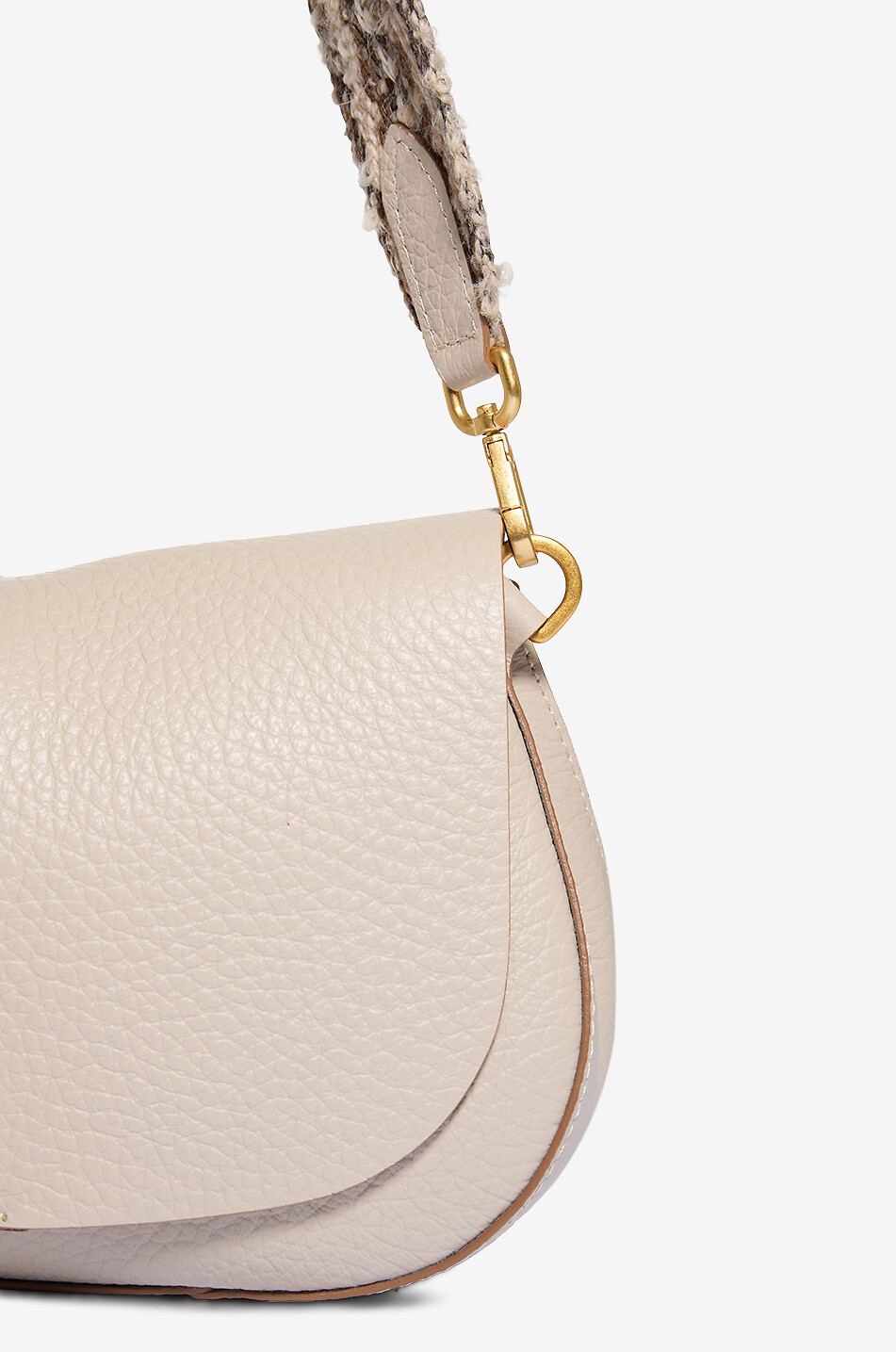 GIANNI CHIARINI Helena Round cow leather handbag Women EGGSHELL 7