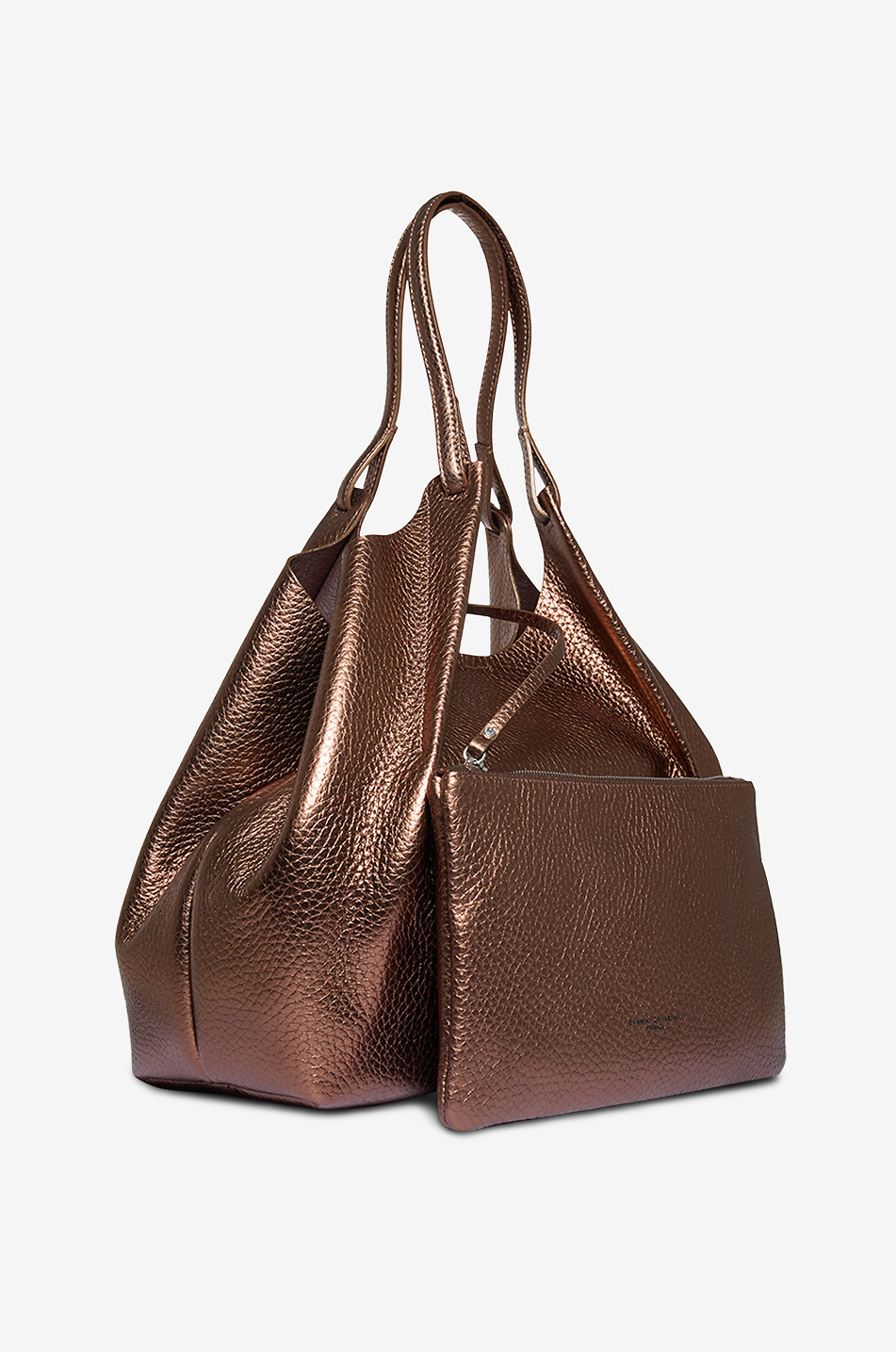 GIANNI CHIARINI Dua grain leather handbag Women BRONZE 5
