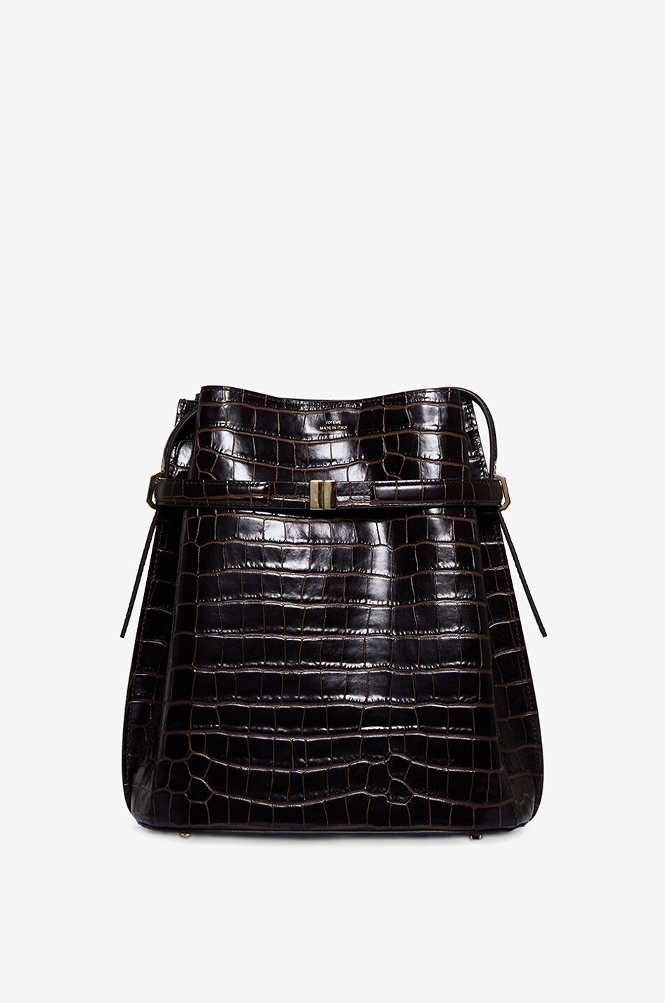 Sac seau en cuir effet crocodile Belted Bucket TOTEME MARRON