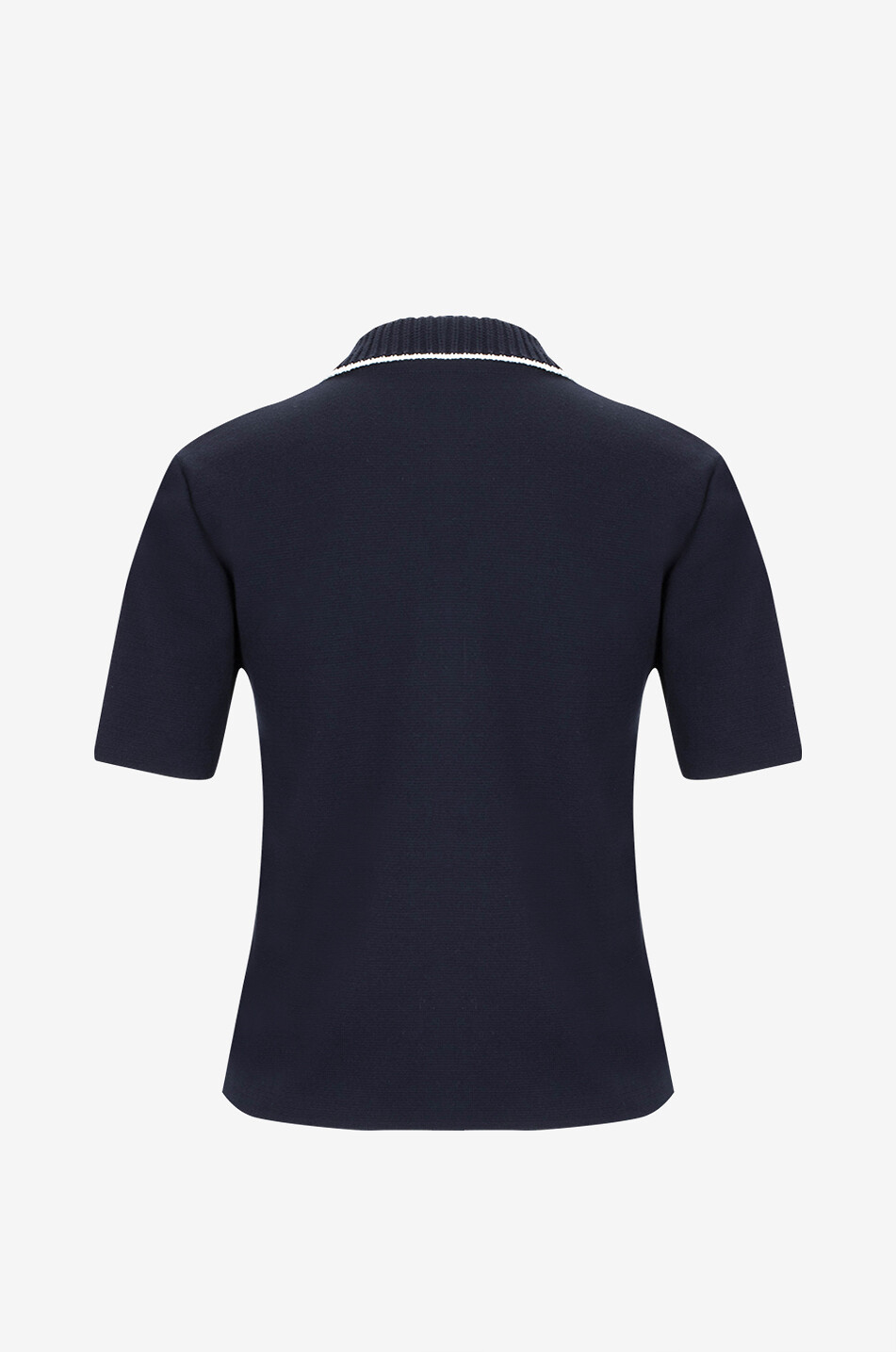 MONCLER Kurzarm-Polo-Pullover aus Baumwolle Damen DUNKELBLAU 2