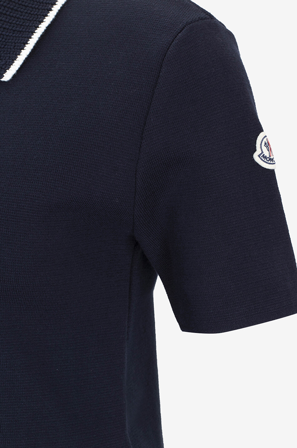 MONCLER Kurzarm-Polo-Pullover aus Baumwolle Damen DUNKELBLAU 3