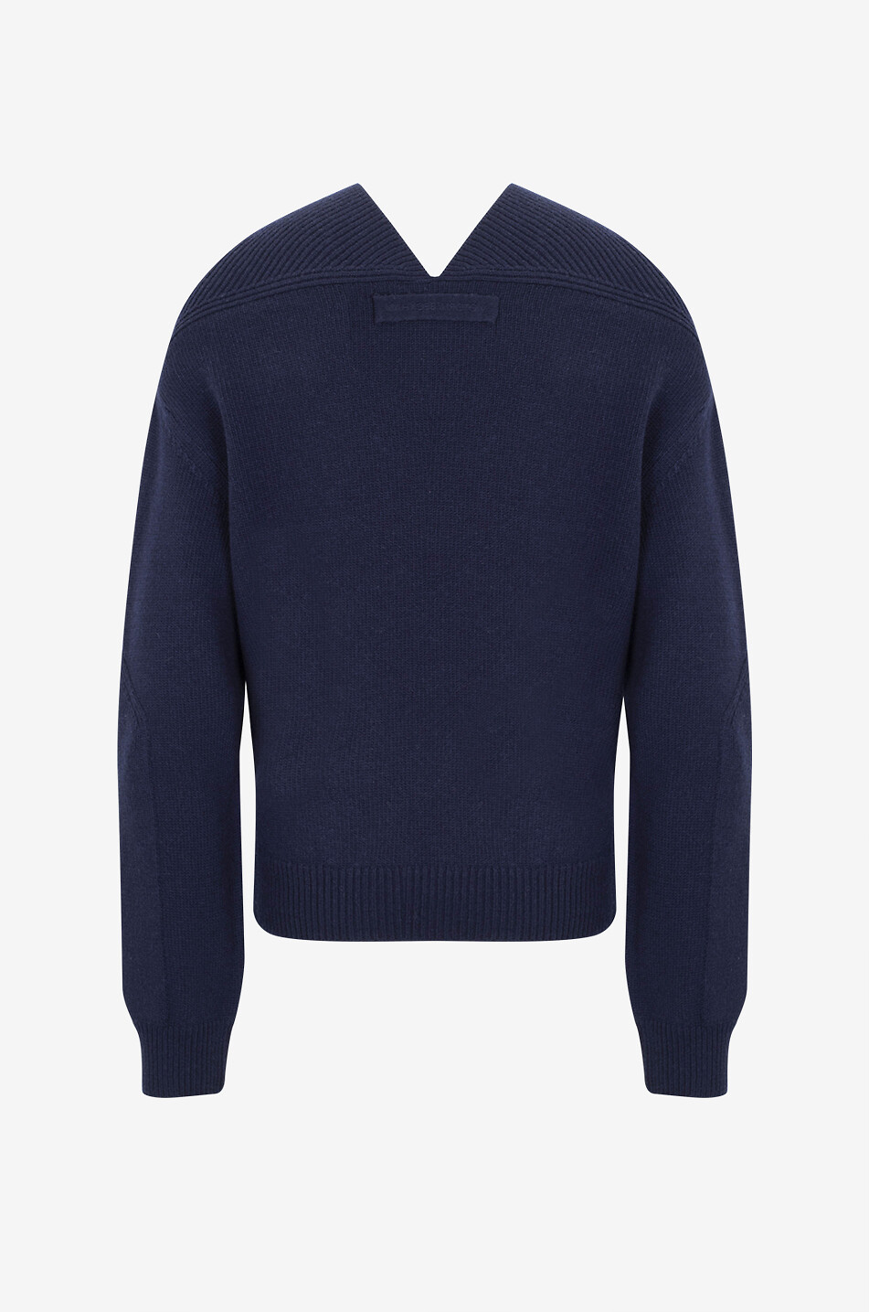 VICTORIA BECKHAM Pull épais en laine et cachemire à col V Yoke Detail Femme BLEU FONCE 2