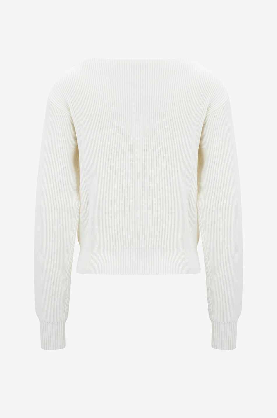 VICTORIA BECKHAM Rippstrick-Pullover aus Baumwolle und Seide mit U-Boot-Ausschnitt Damen WEISS 2