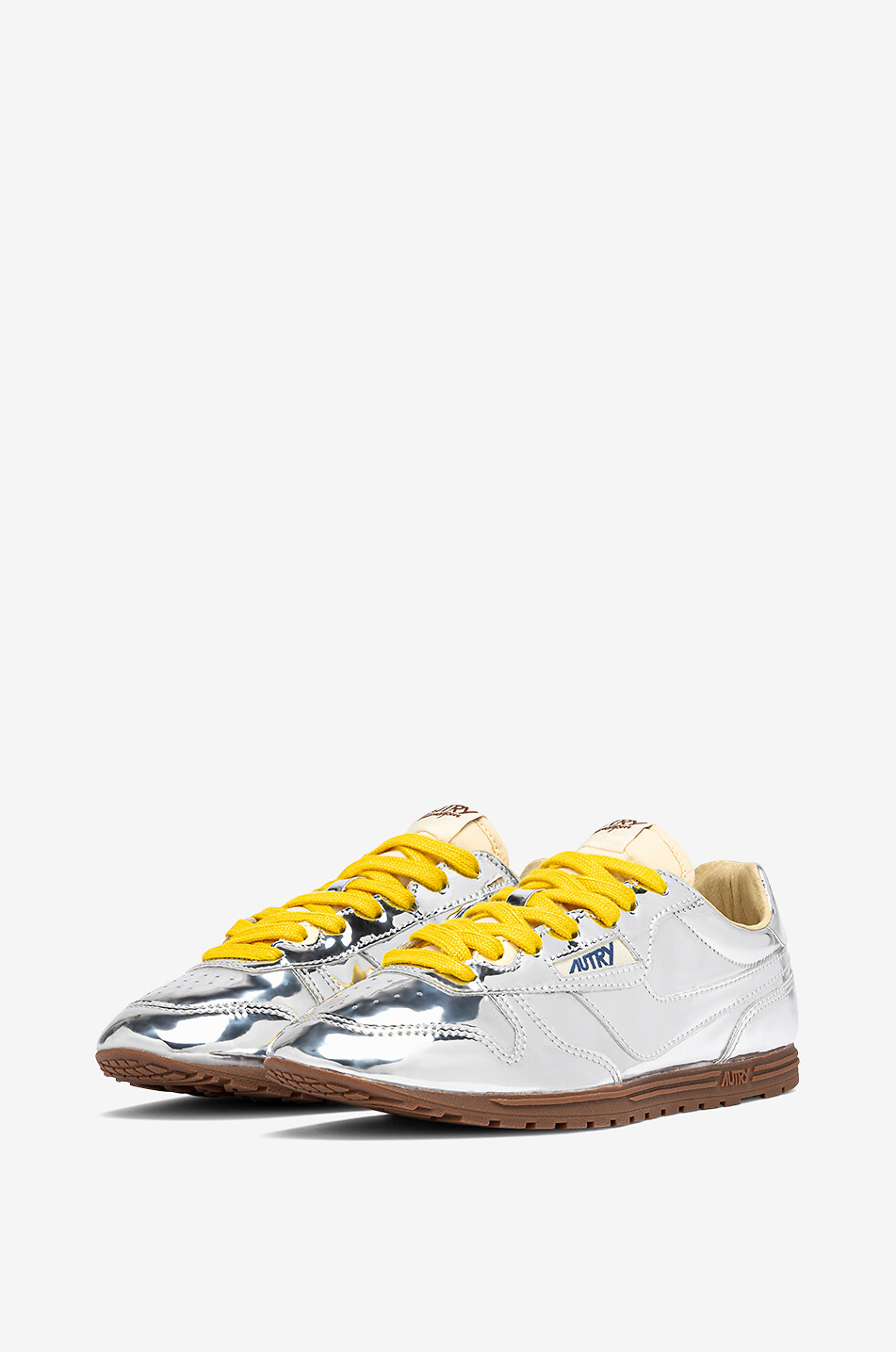 AUTRY Windspin Low mirror leather low-top sneakers Men SILVER 2