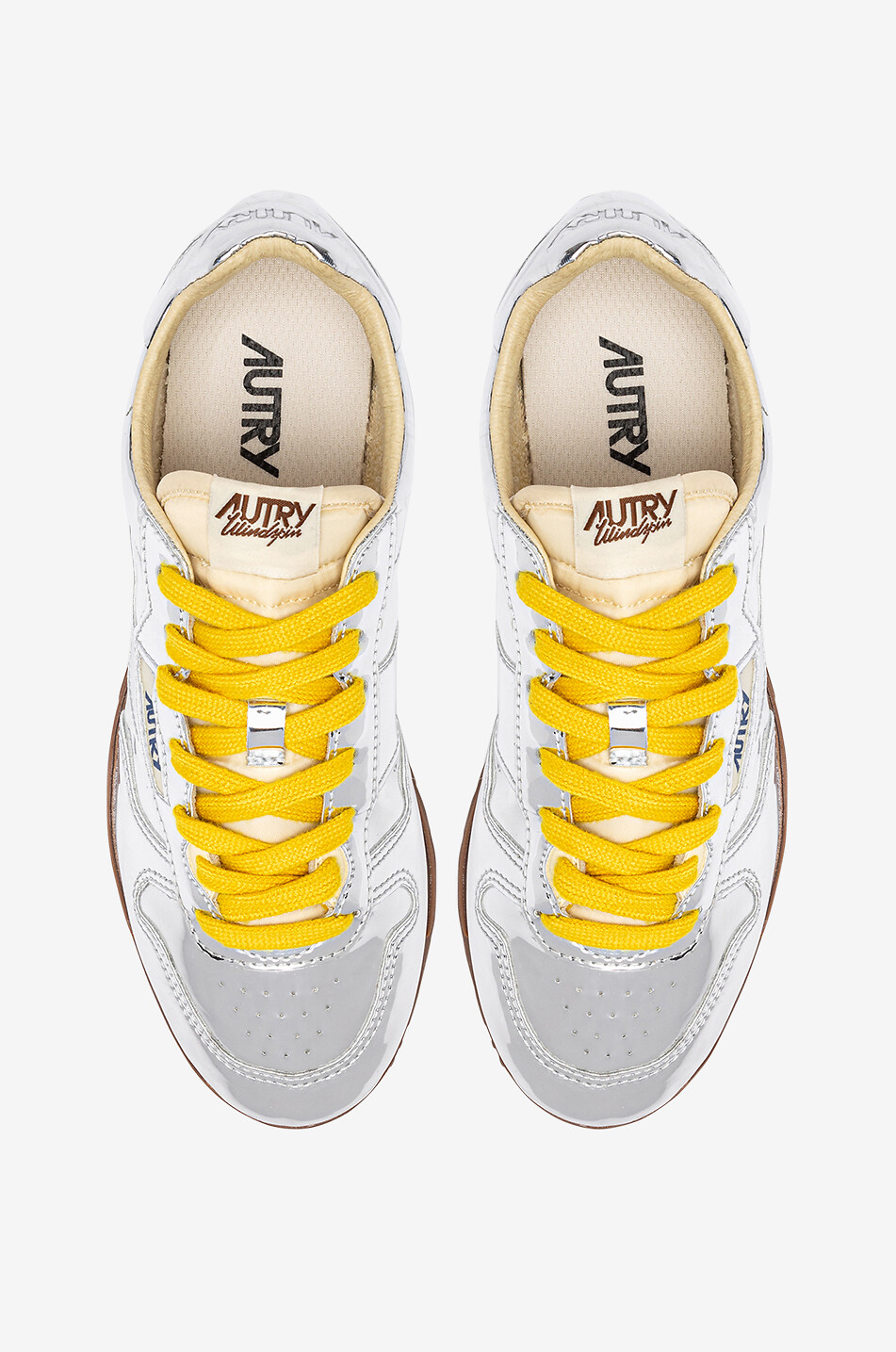 AUTRY Windspin Low mirror leather low-top sneakers Men SILVER 3