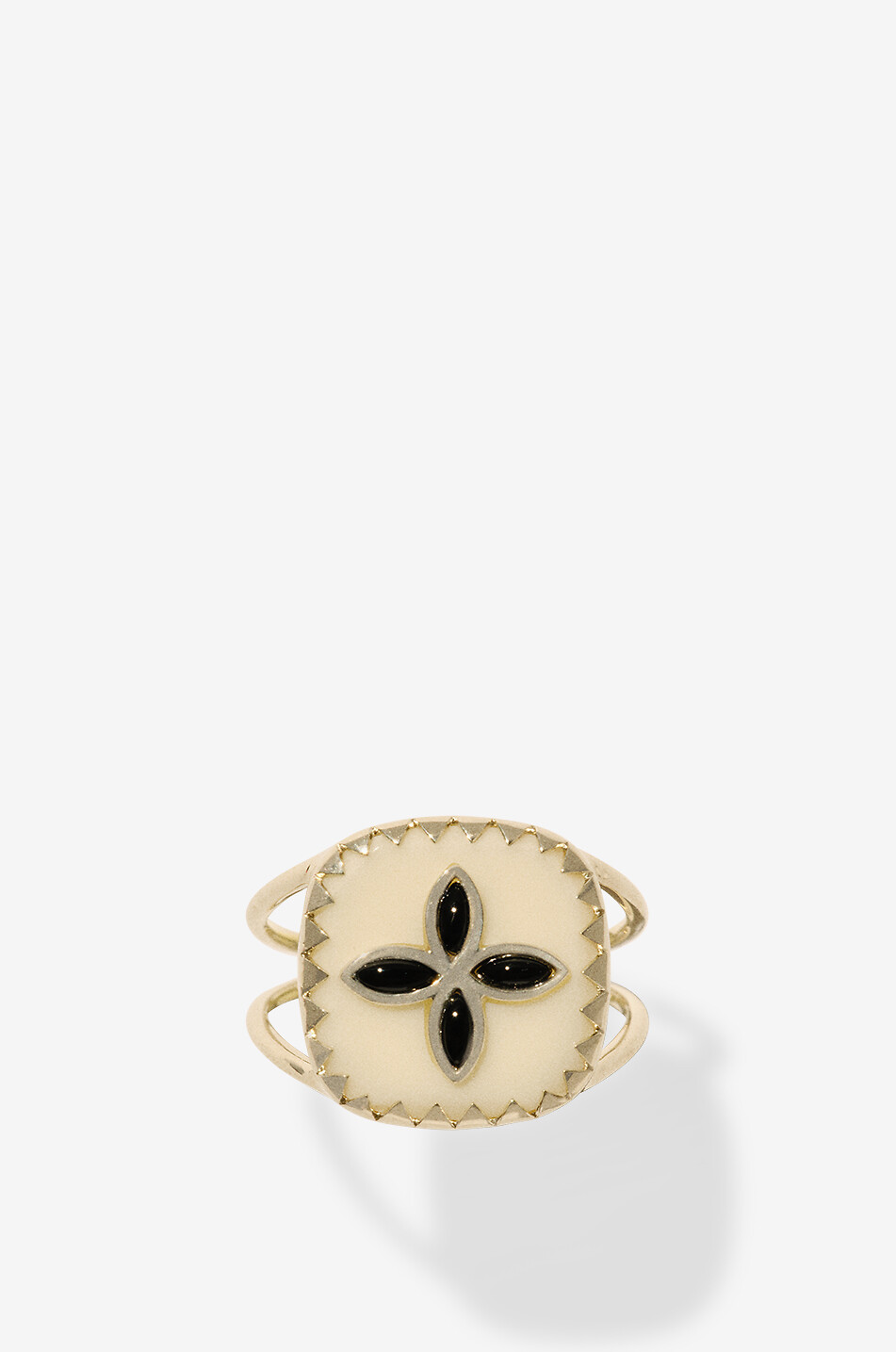 Goldring mit Kunstharz und Onyx Bowie N°2