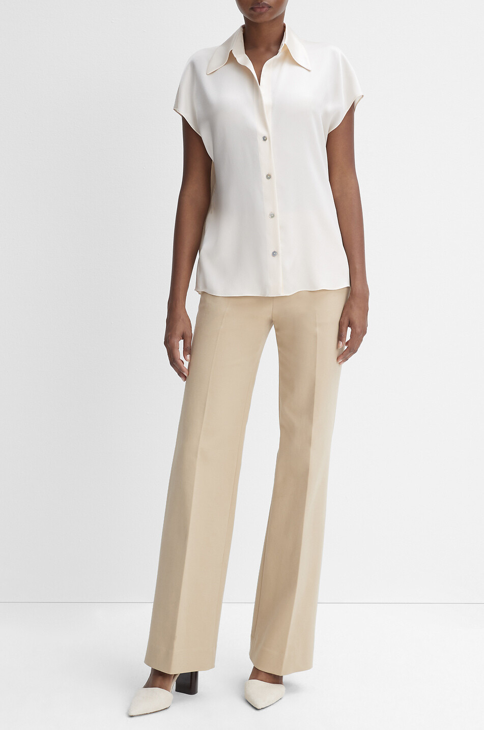 VINCE Kurzärmelige Bluse aus Seide Damen WEISS 4
