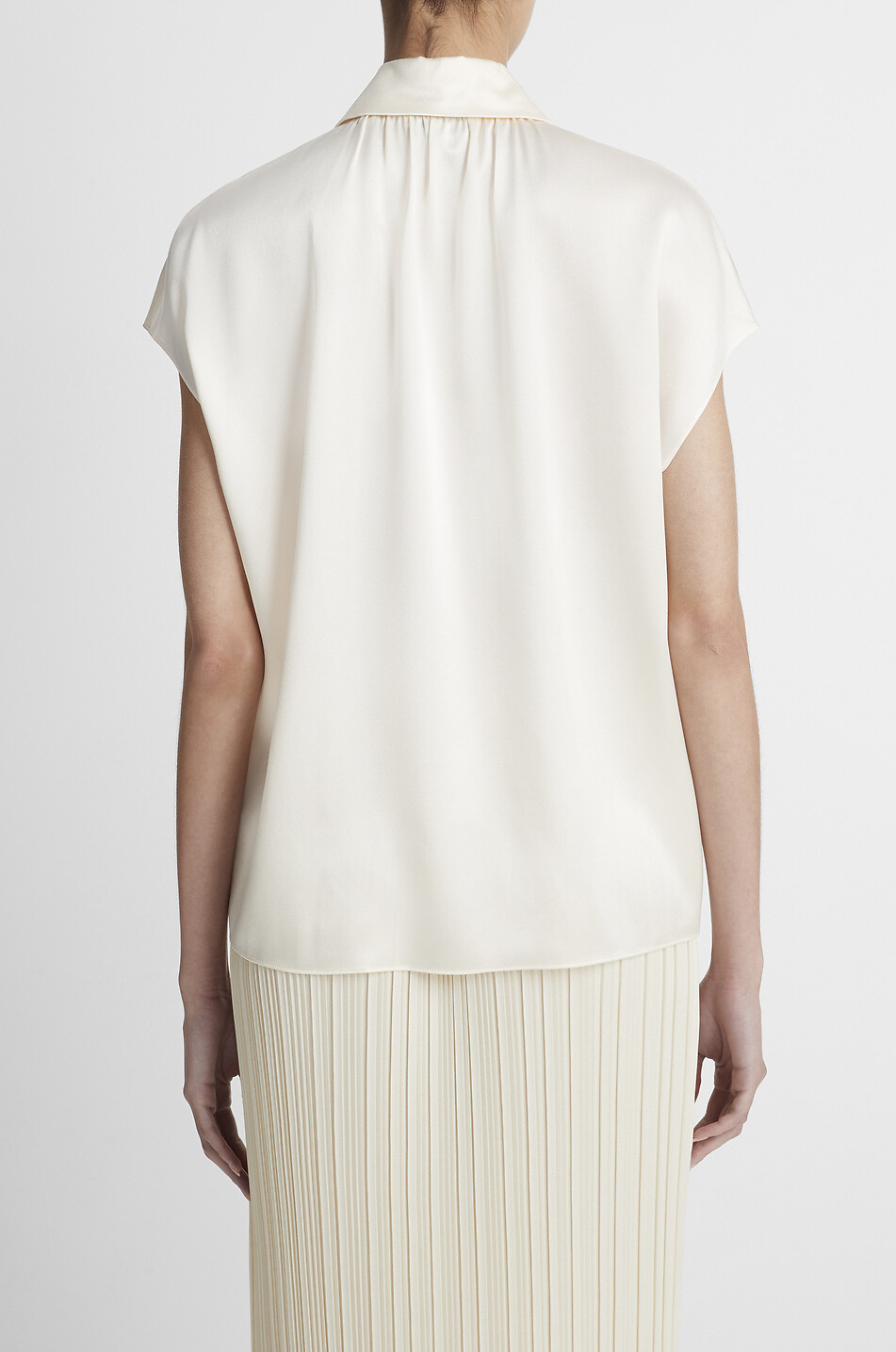 VINCE Kurzärmelige Bluse aus Seide Damen WEISS 6