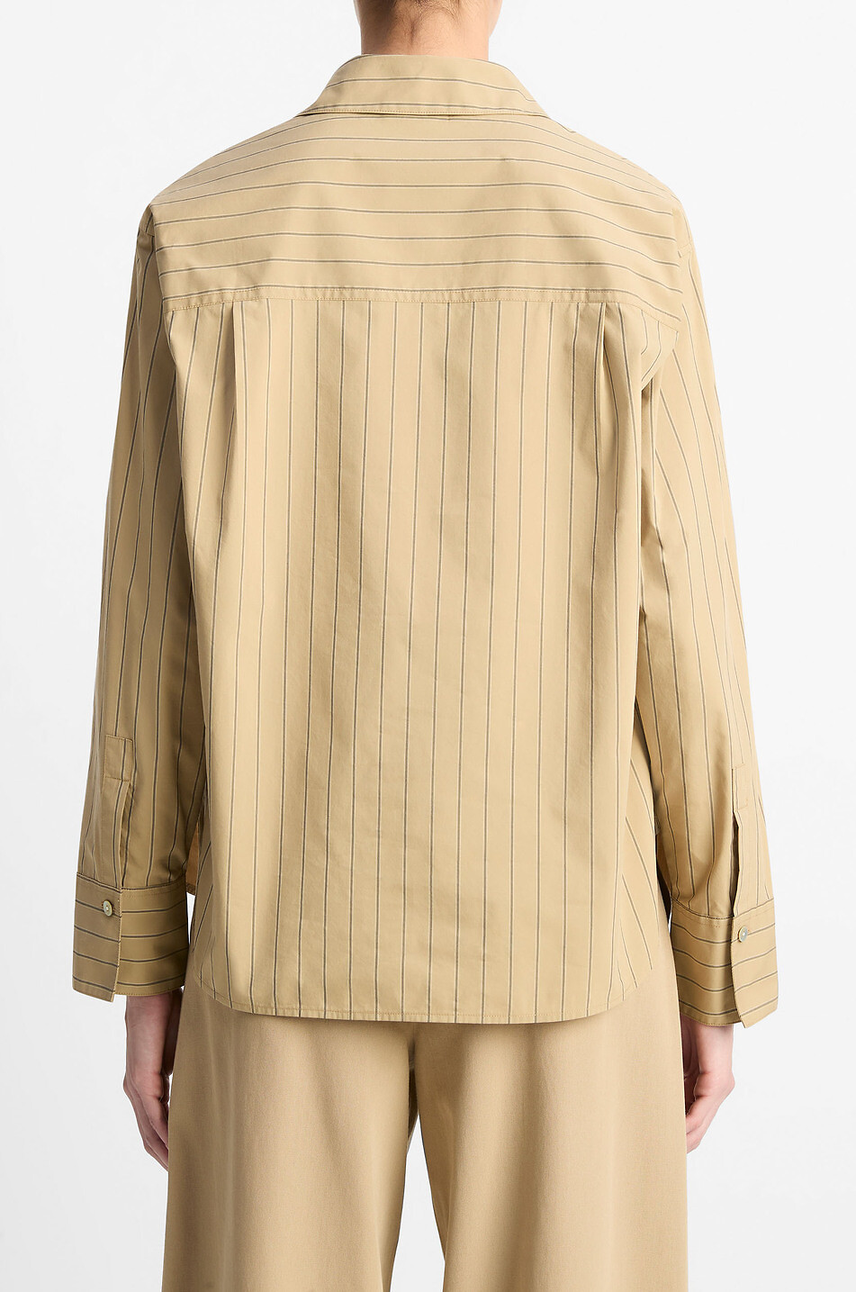VINCE Striped long-sleeve popeline shirt Women BEIGE 4