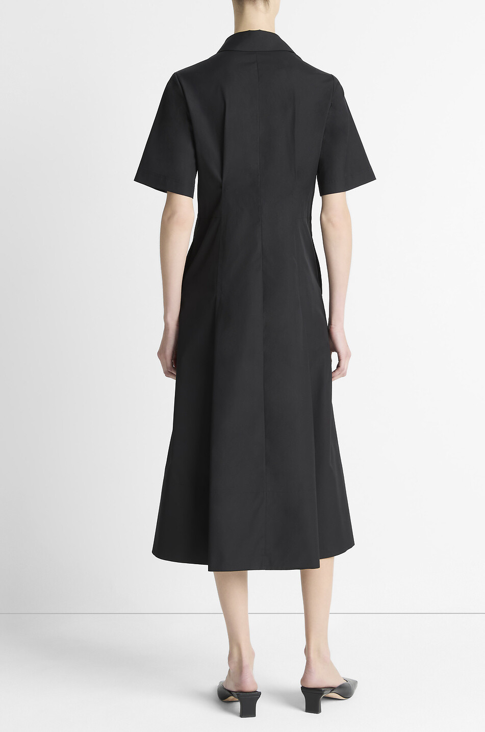 VINCE Cotton short-sleeved midi shirt dress Women BLACK 4