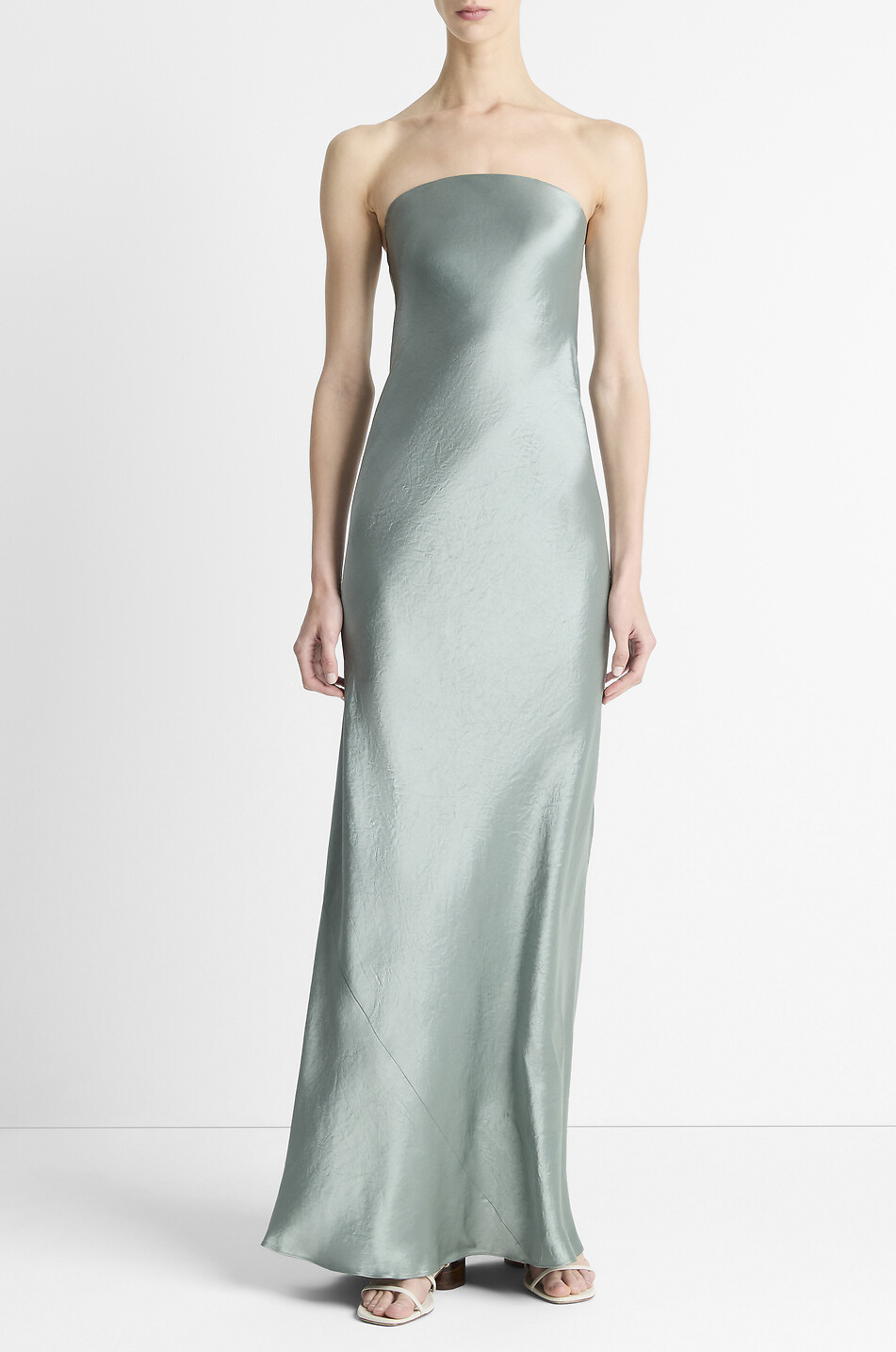 VINCE NAIA acetate long strapless dress Women GREEN 3