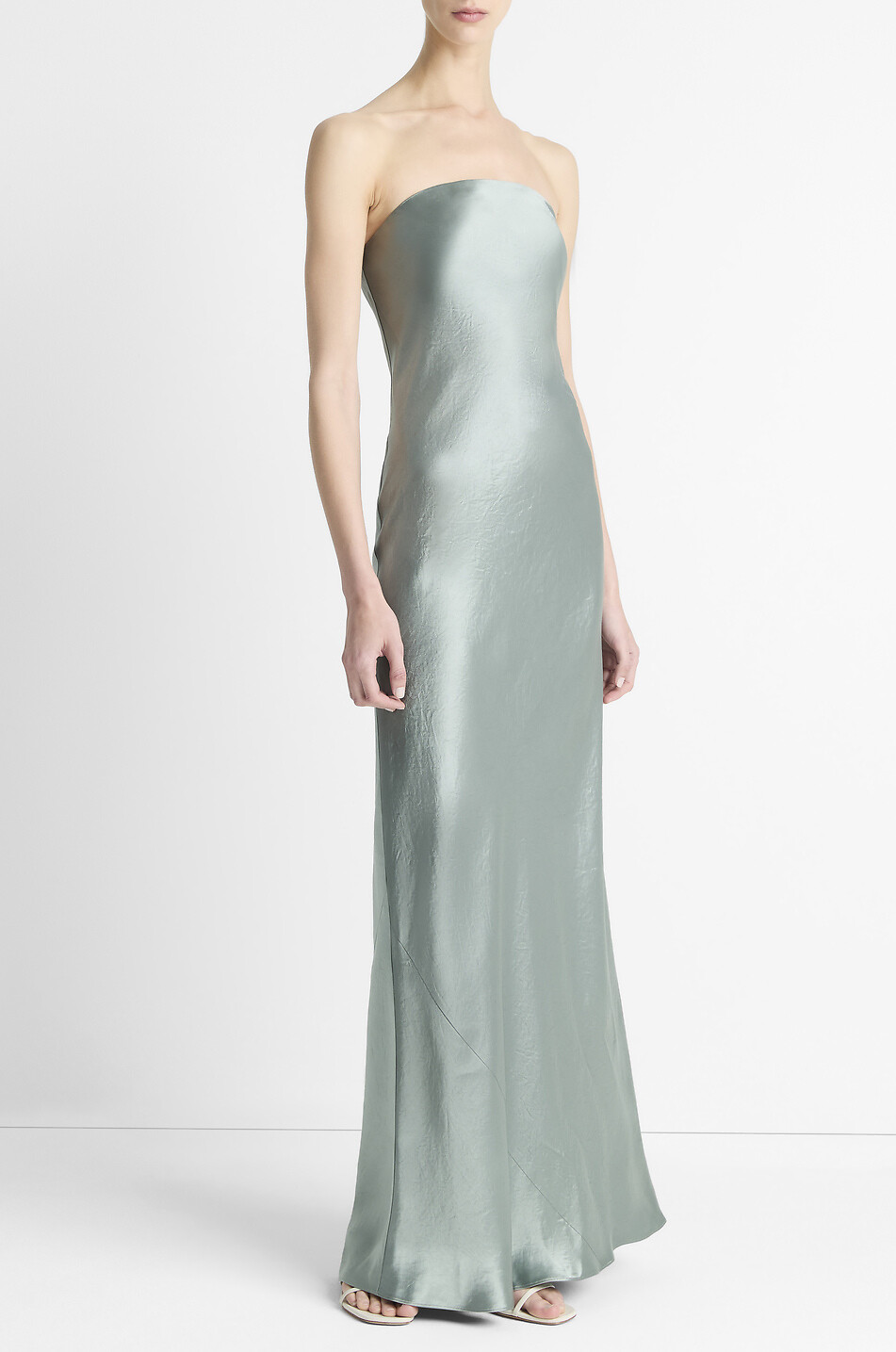 VINCE NAIA acetate long strapless dress Women GREEN 5