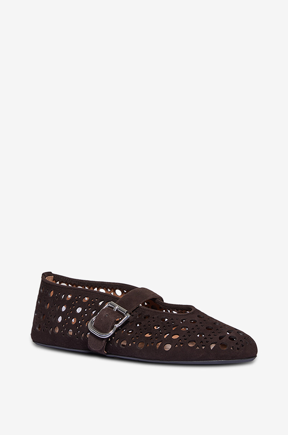 ALAÏA Ballerines à bride en daim ajouré Vienne Femme MARRON FONCÉ 1